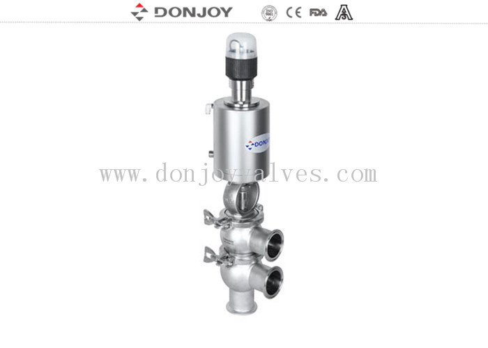 Valvola a sede reversibile sanitaria Donjoy 316L con attuatore pneumatico con testata di comando C-TOP