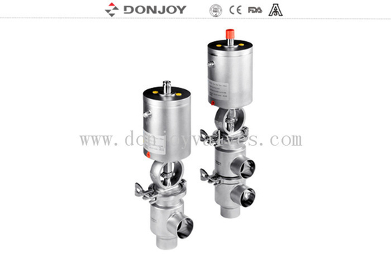 Double Divert Sanitary Reversing Seat Valve 316L Stainless Steel 1/2" Pneumatic
