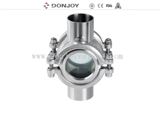 150℃ Hygenic Four way  Stainless Steel 304 316L Sight Glass zero dead conner design with a rechargeable battery