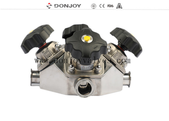 54A Type Multiport Stainless Steel Diaphragm Valve With Plastic Handle Pneumatic